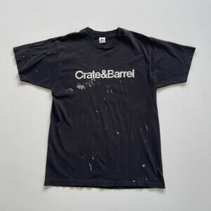 Vtg 90s Crate & Barrel Black Single Stitch T-Shirt / XL / Distressed Made in USA